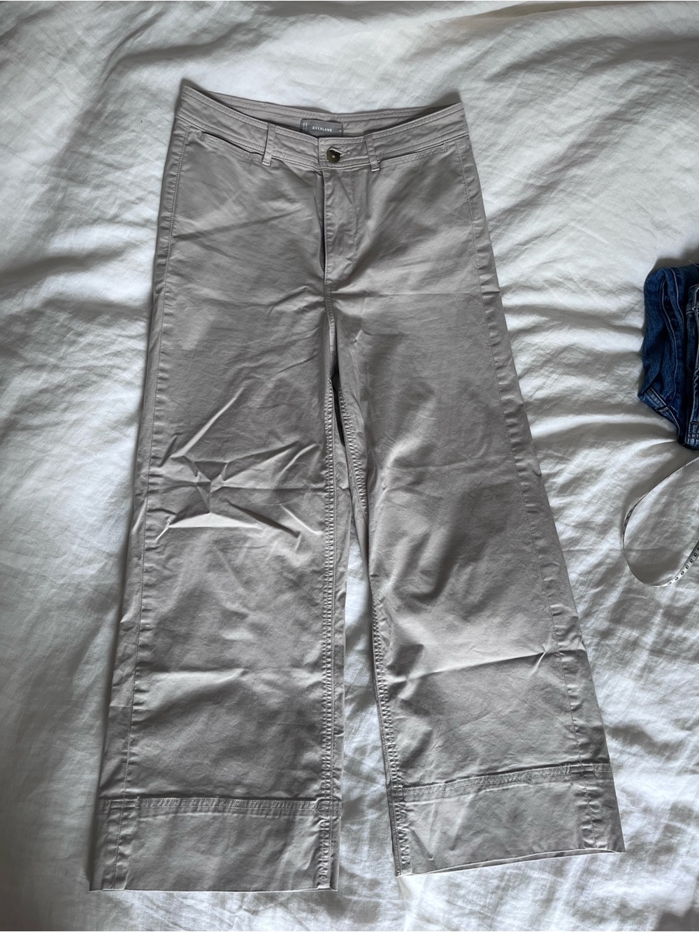 Everlane Lightweight Wide Leg Crop Stretch Cotton Pants Sand Womens 6